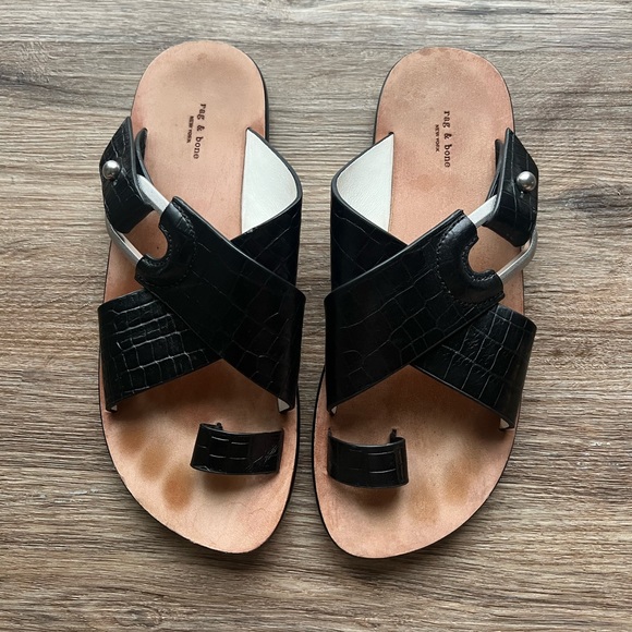 Rag & Bone August Mock-Croc Slide Sandals Size EU38 / US 7.5 - Picture 6 of 6